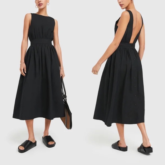 Suzie Kondi Dresses & Skirts - COPY - Suzie Kondi Goop Lina Backless Gathered Cotton Black Dress